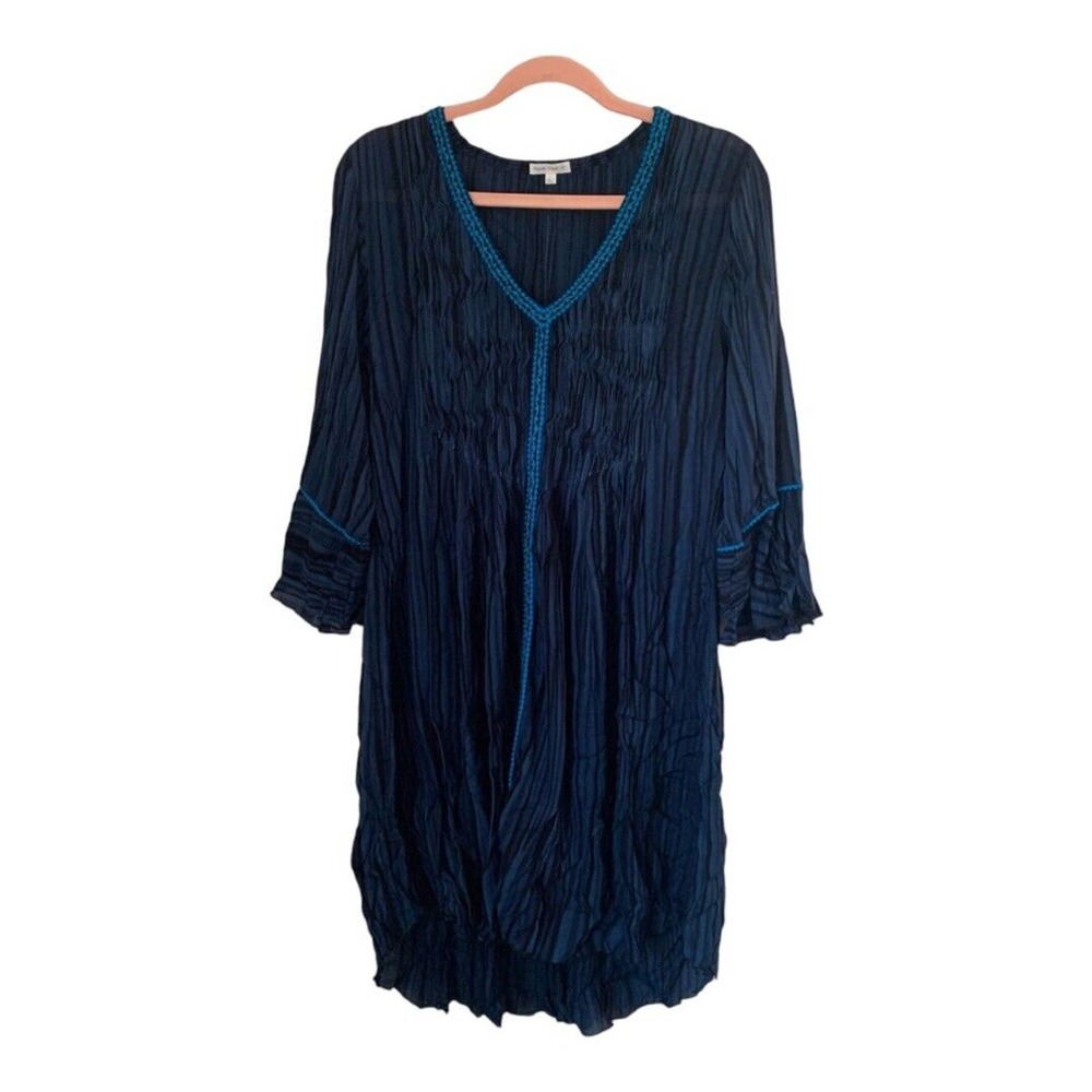 Poupette St Barth Blue Long Sleeve Mini Dress Size Large